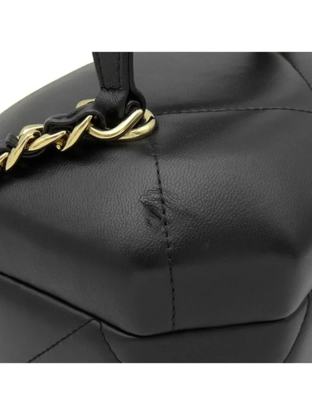 Chanel Shoulder Bag Quilted Small Vanity Leather Black Gold CC Logo Chain